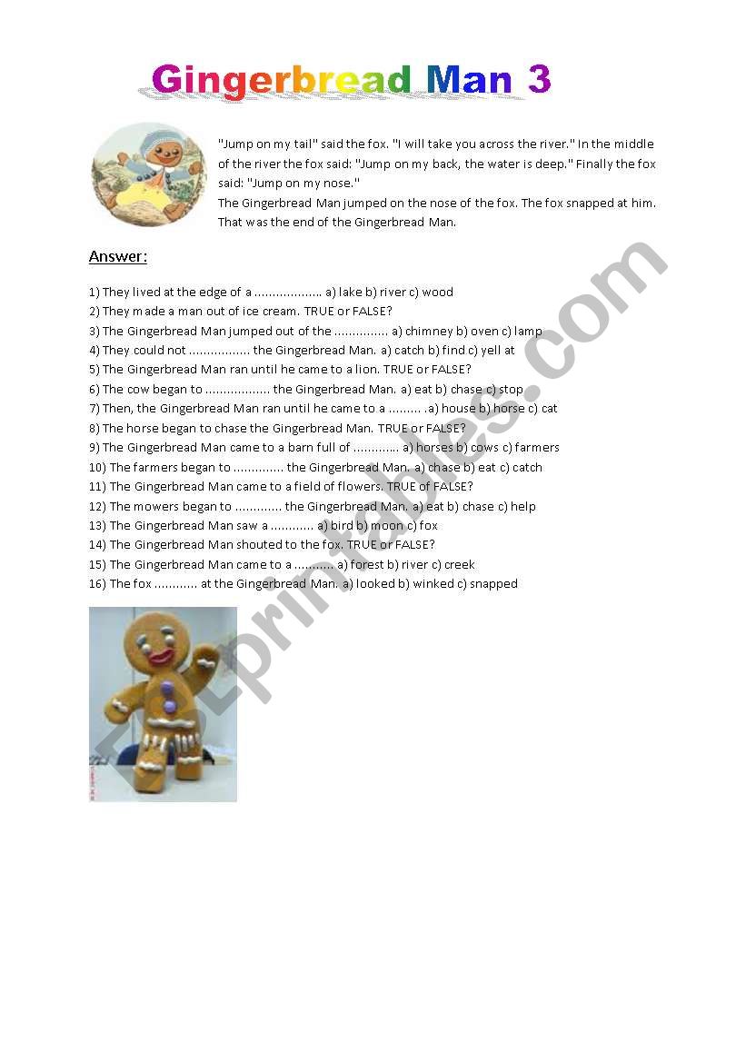 Gingerbread Man 3 worksheet