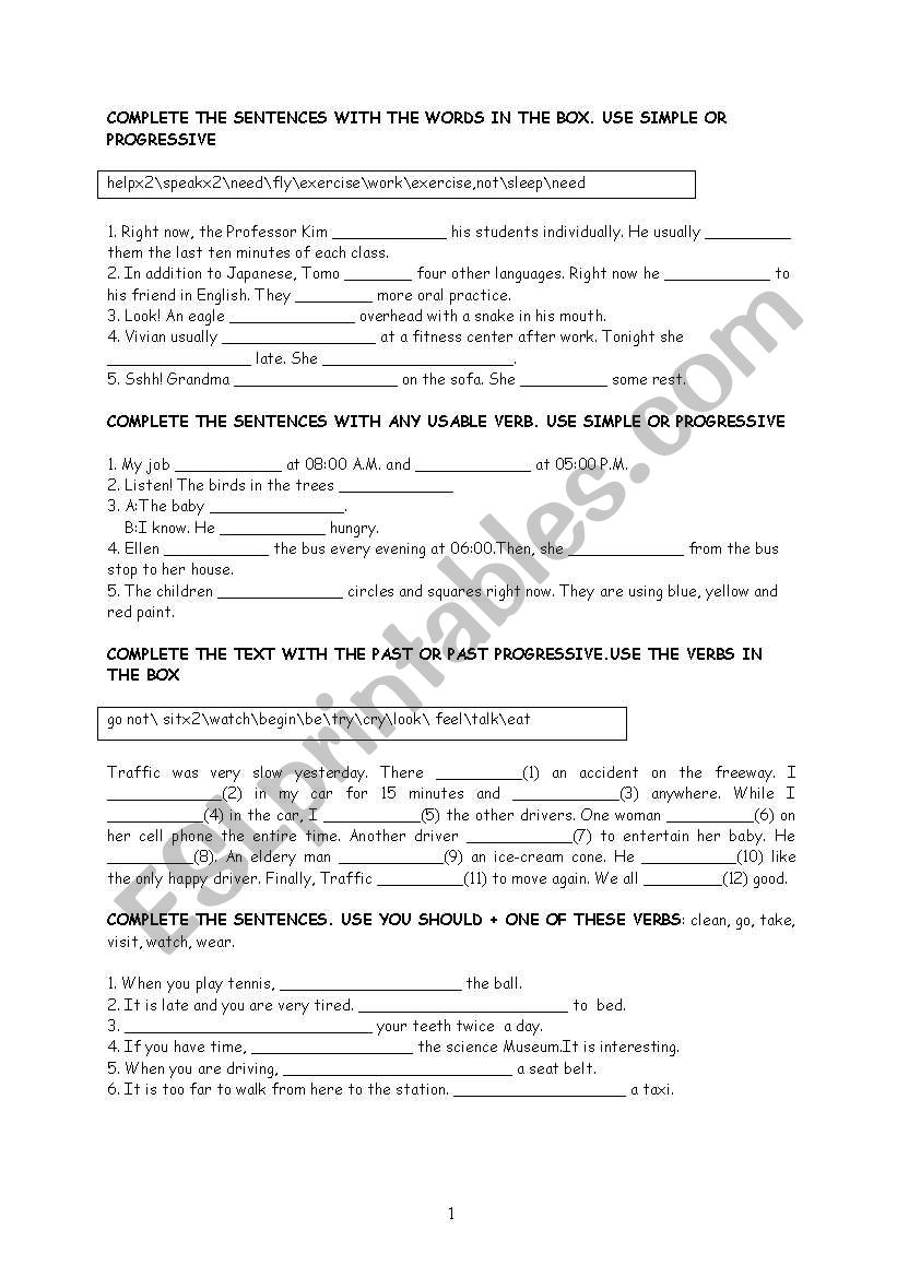 mix exercises grammar worksheet