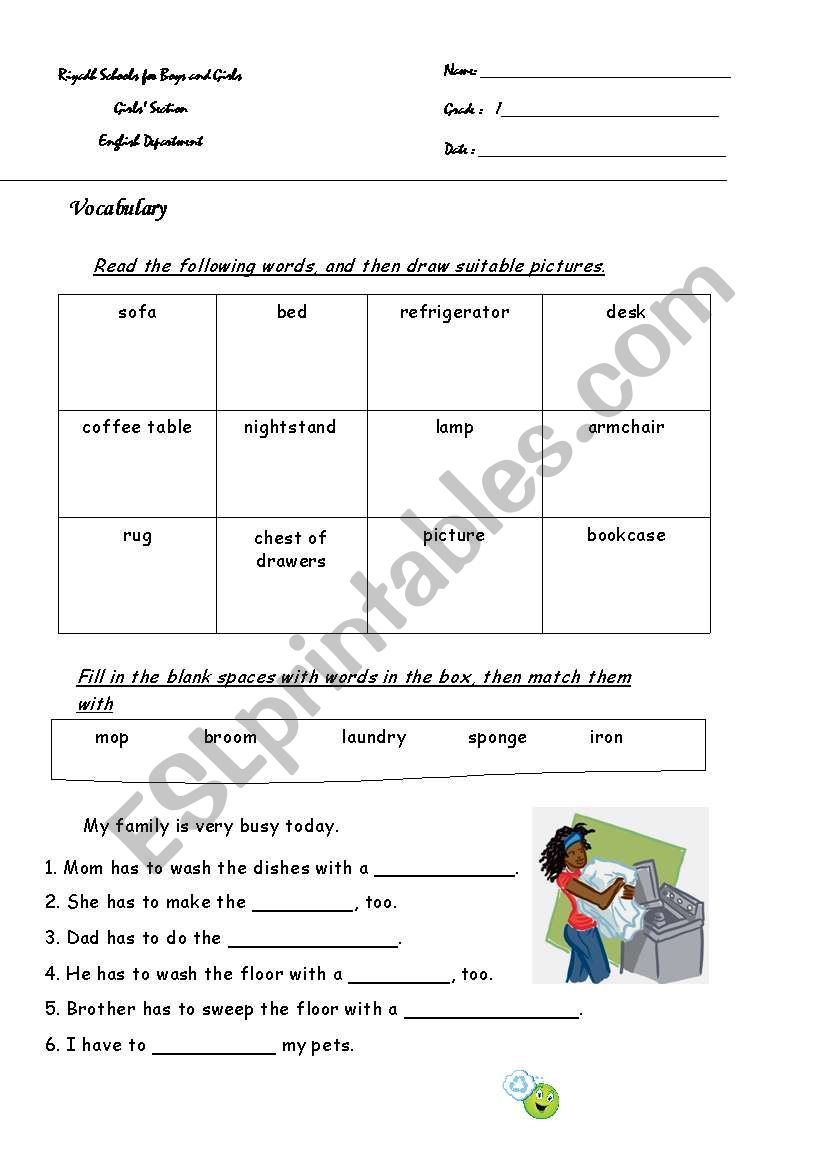 house and family worksheet