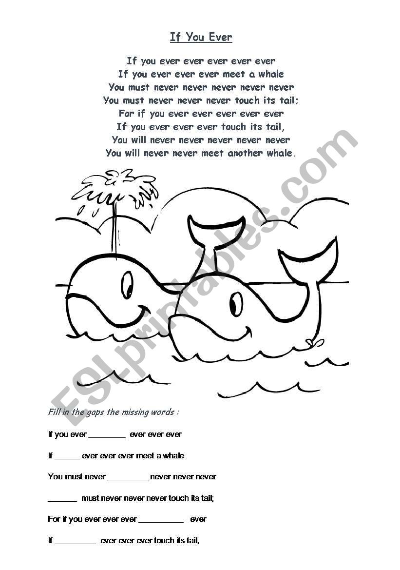 Rhyme about whale worksheet