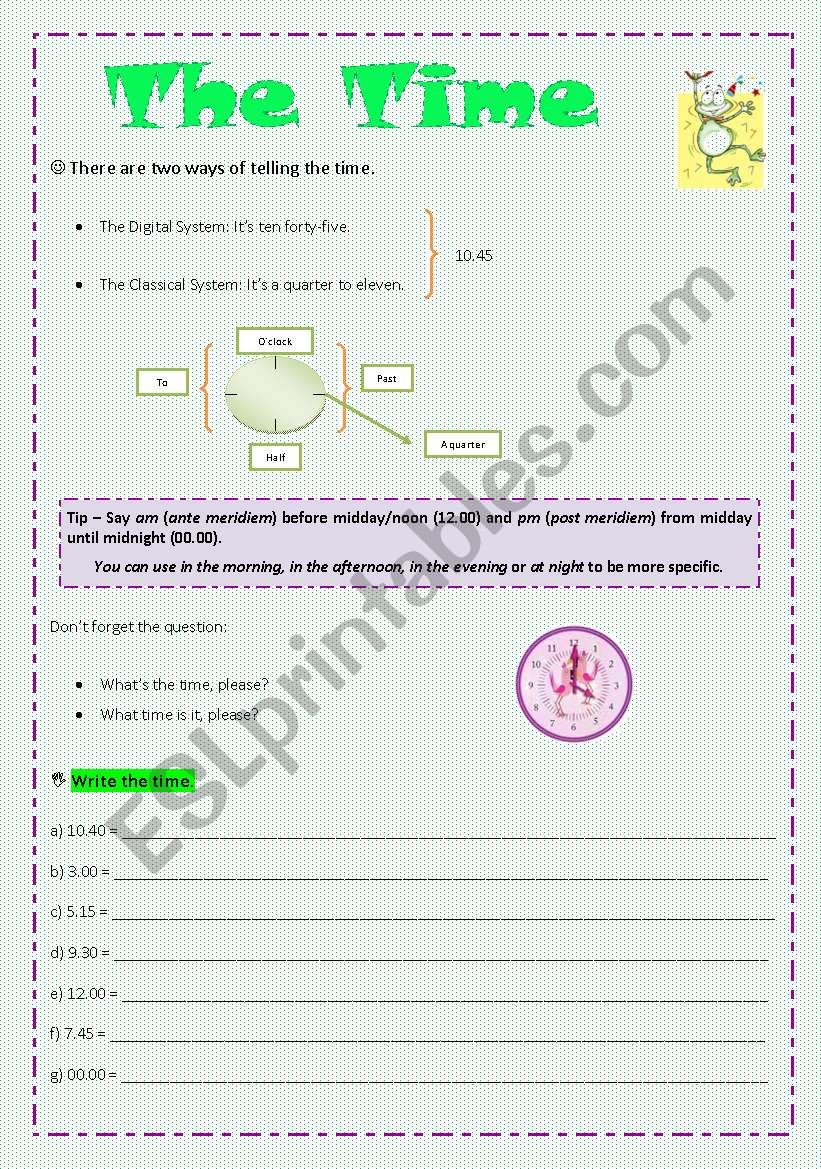 The Time worksheet