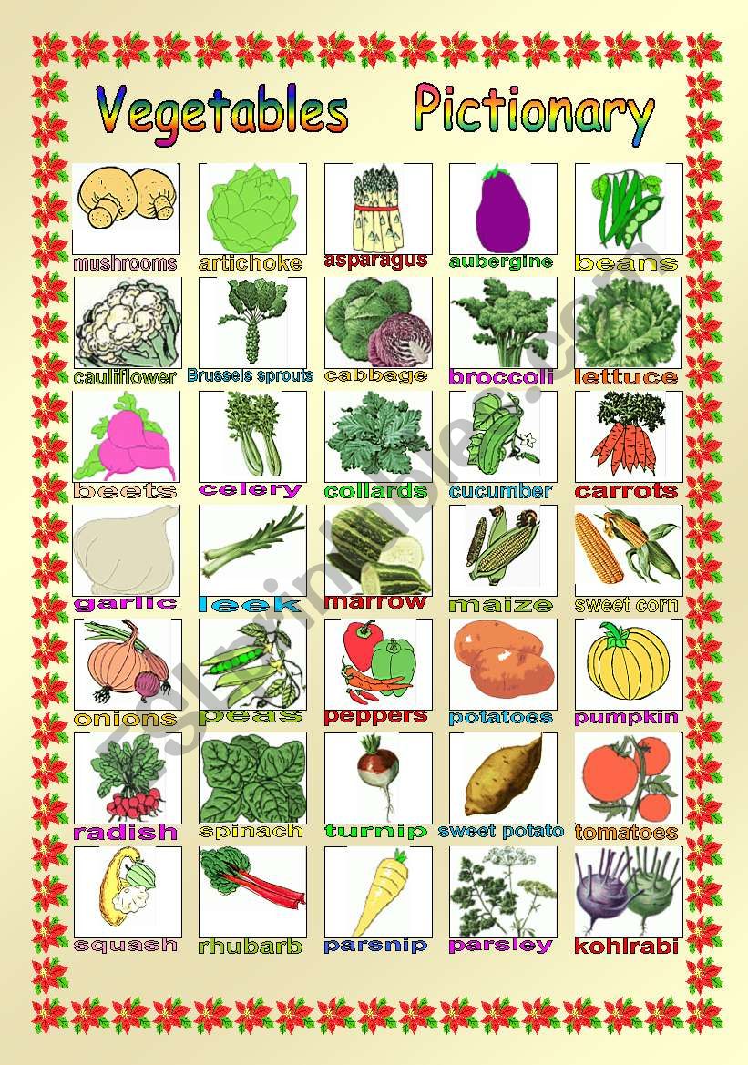 Vegetables Pictionary worksheet