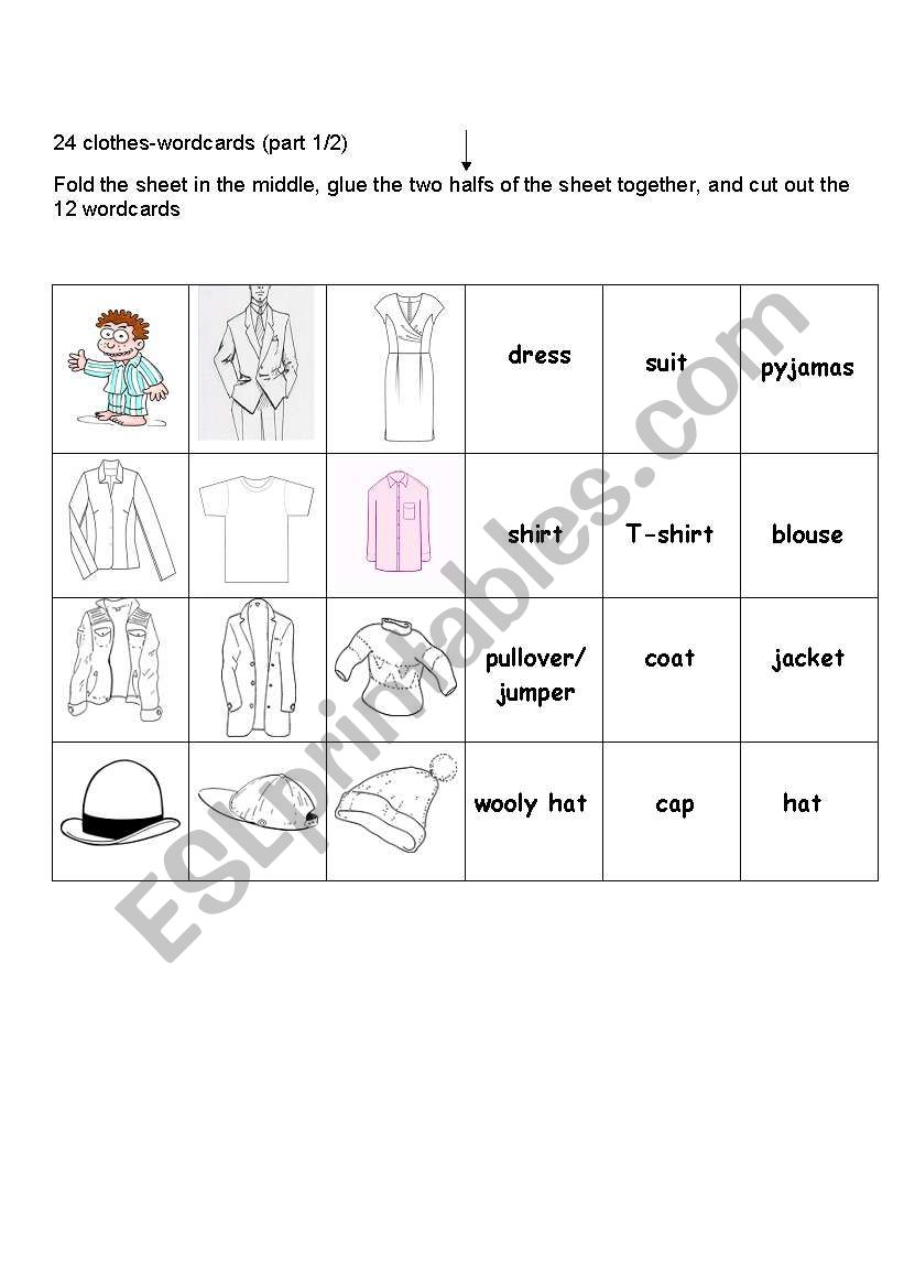 24 clothes flashcards part 1/2