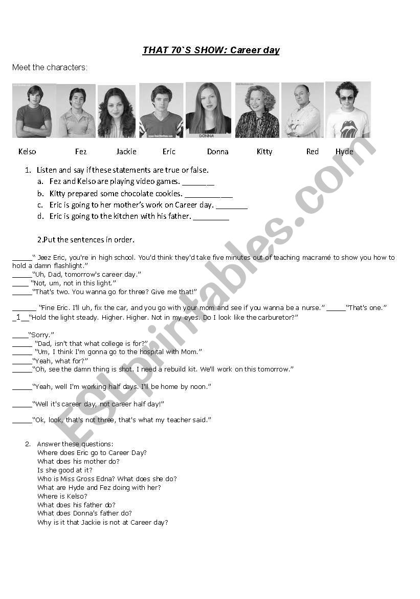 That 70s show - Career Day worksheet