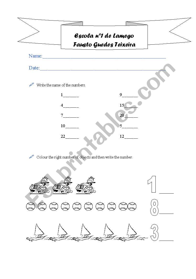 numbers till 20 worksheet