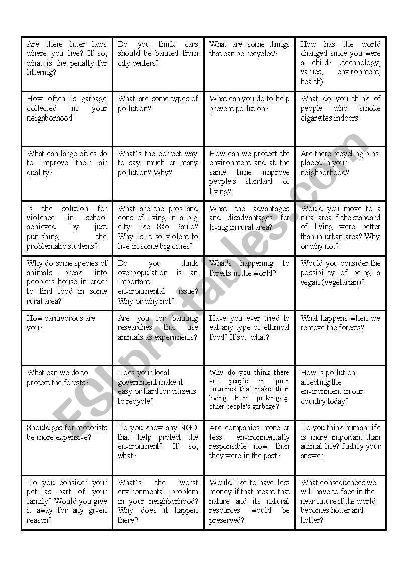 food for thought worksheet