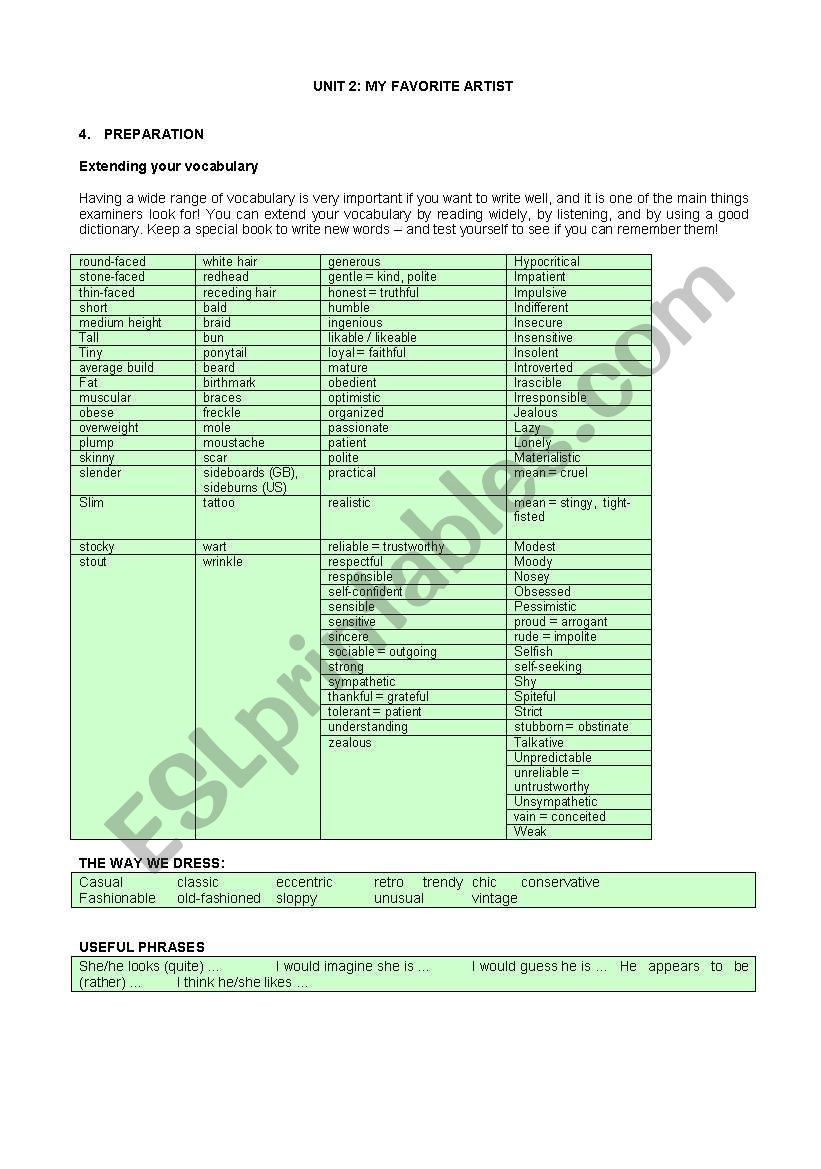 My favourite artist (part 3)  worksheet