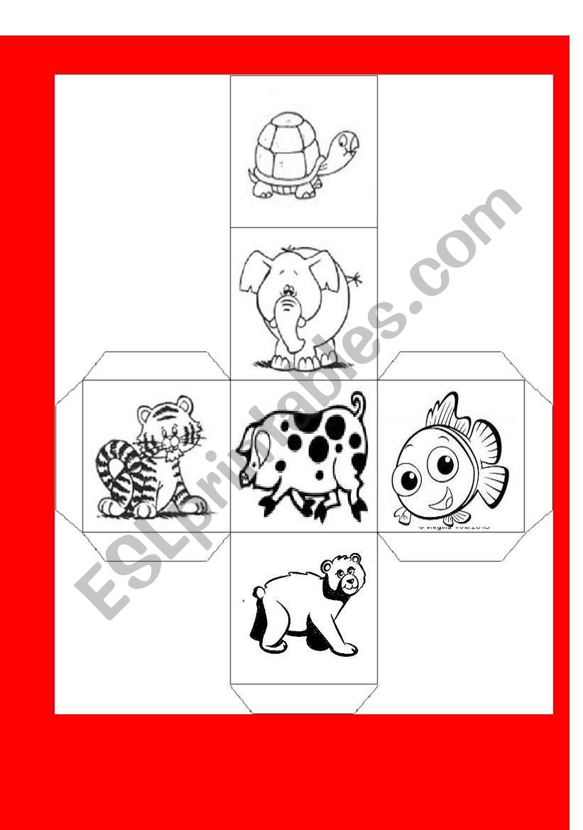 animals dado worksheet