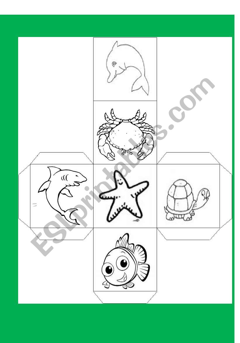 sea animal dado worksheet