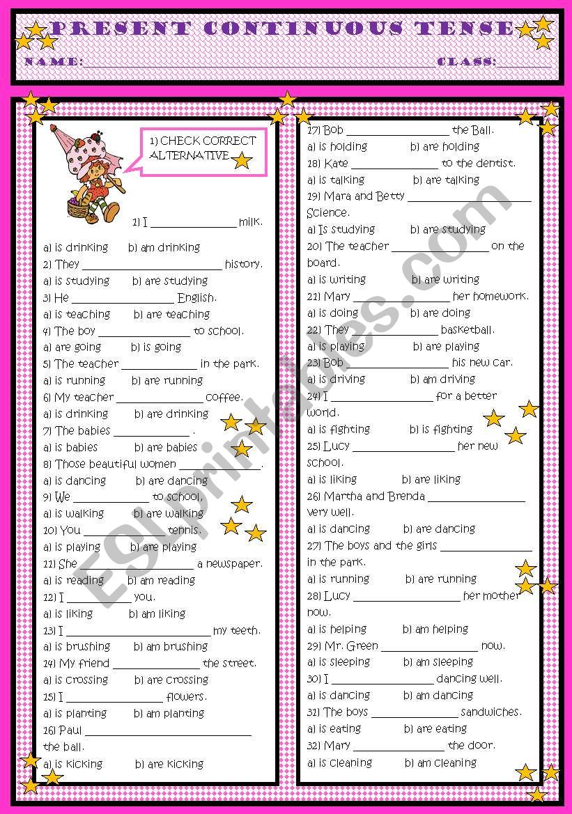 PRESENT CONTINUOUS worksheet