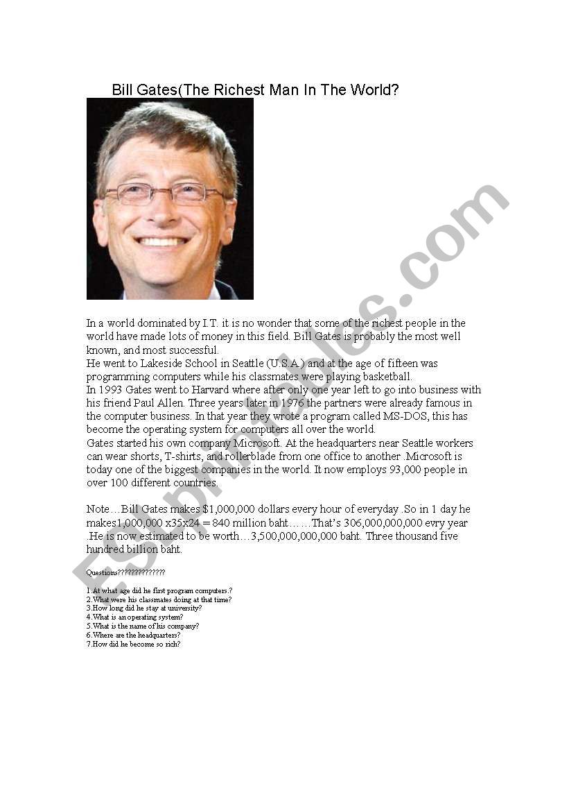 Bill Gates (The Richest Man In The World?)