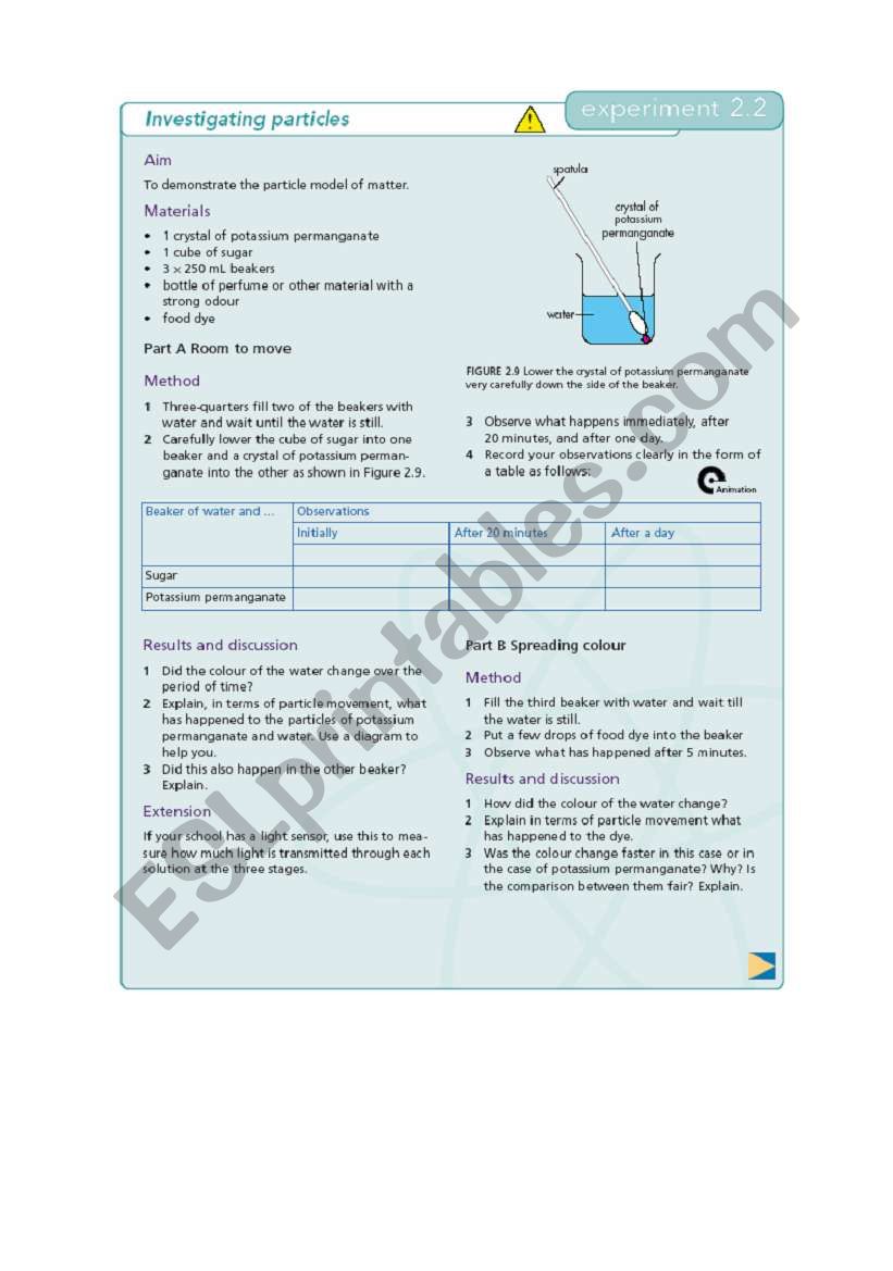 Investigating particles worksheet