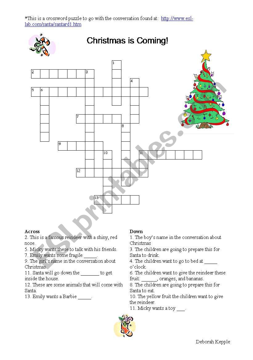 Christmas is Coming Crossword Puzzle