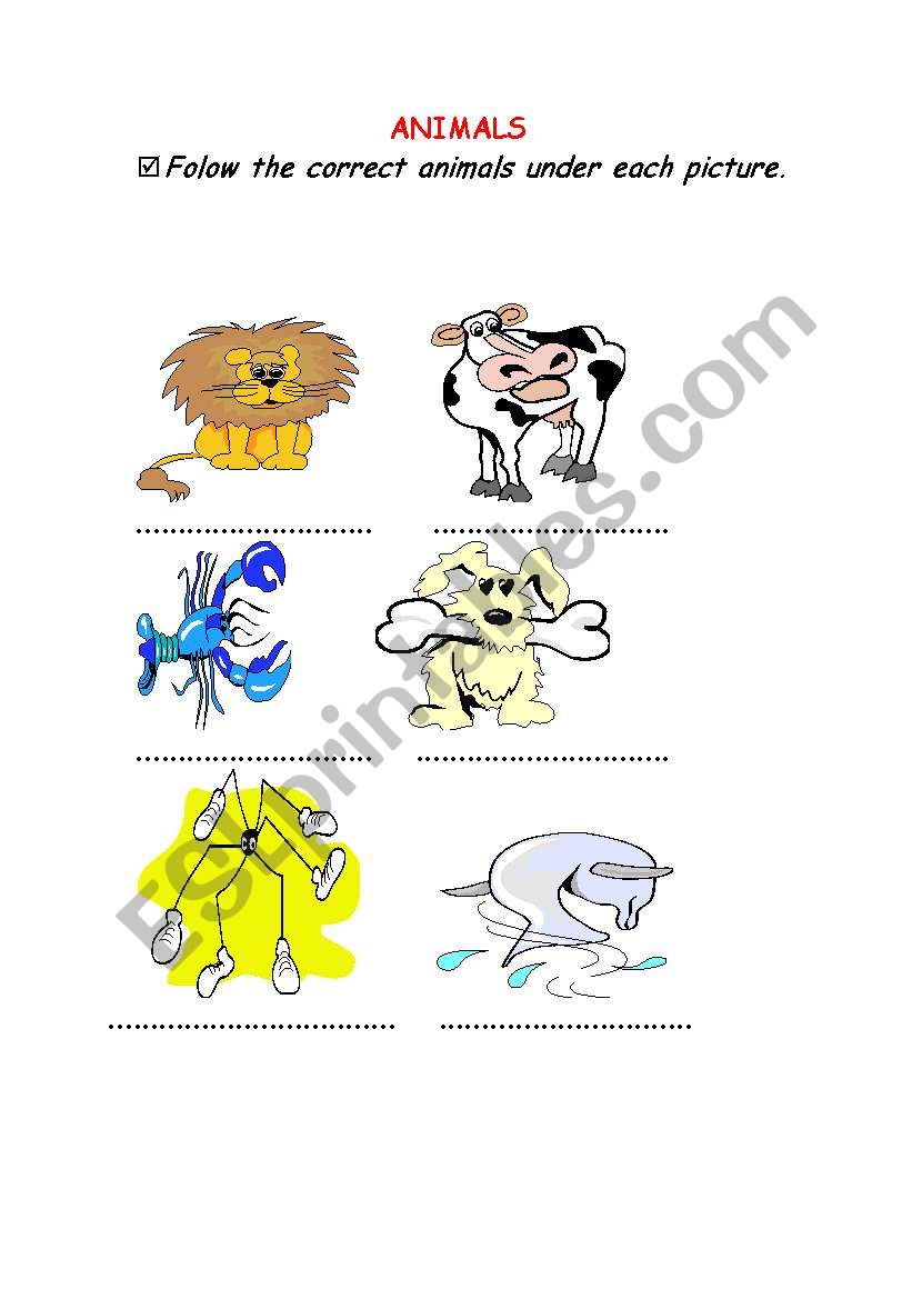 ANIMALS 1 VOCABULARY worksheet