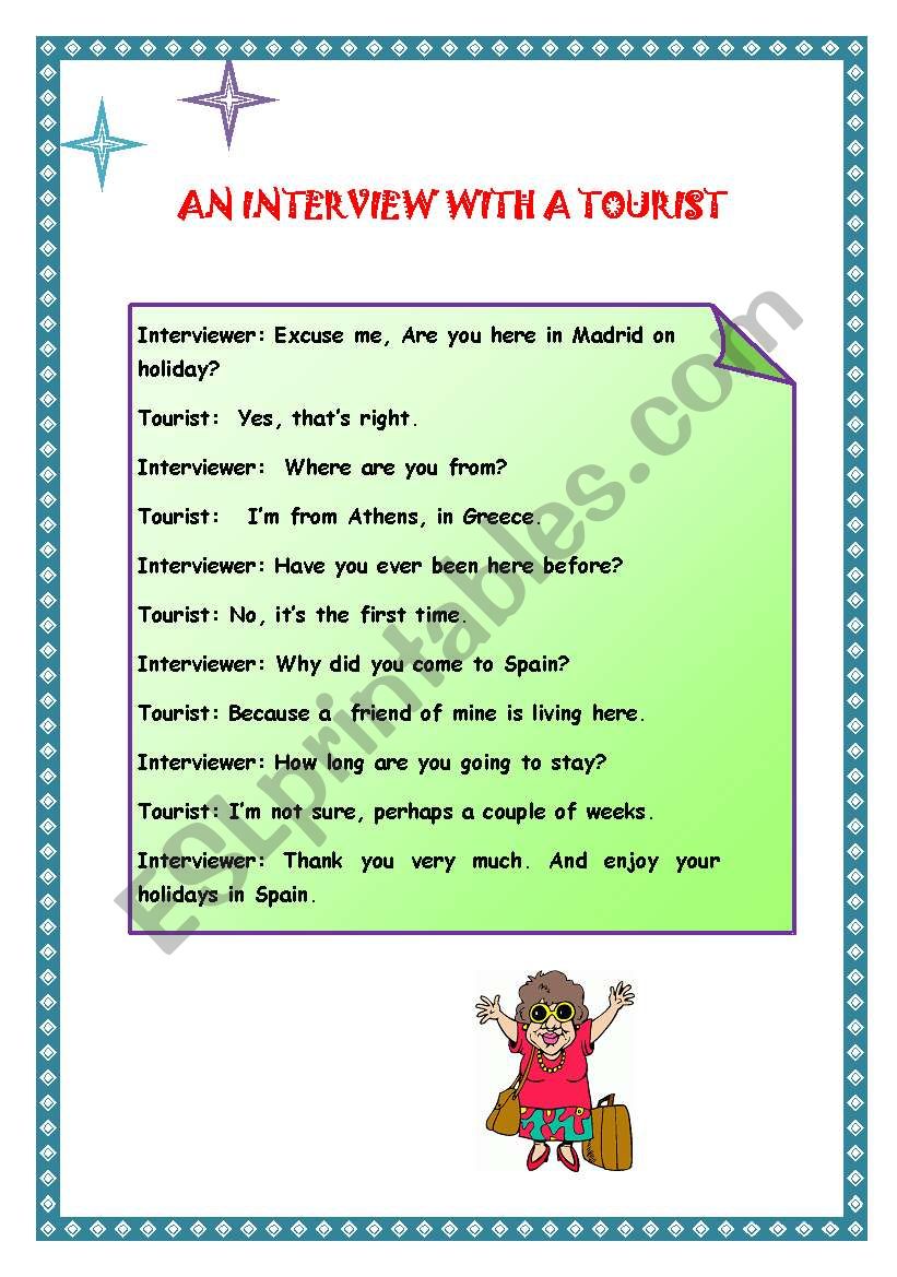INTERVIEW WITH A TOURIST worksheet