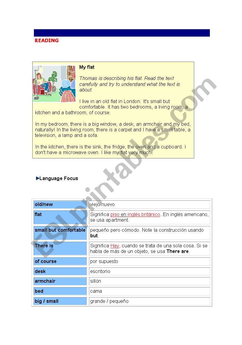 flat and house vocabulary (reading)