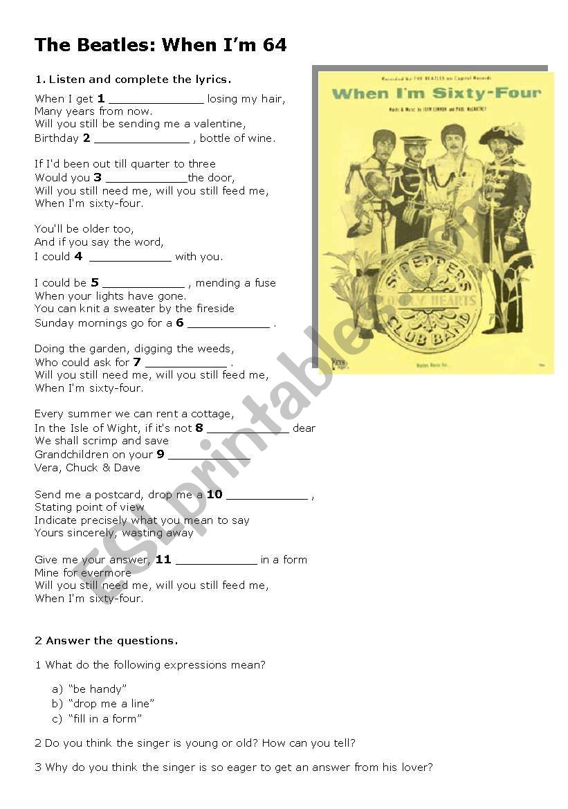 When I´m 64 - ESL worksheet by KatieFou