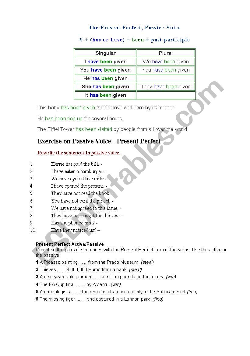 Present Perfect Passive worksheet