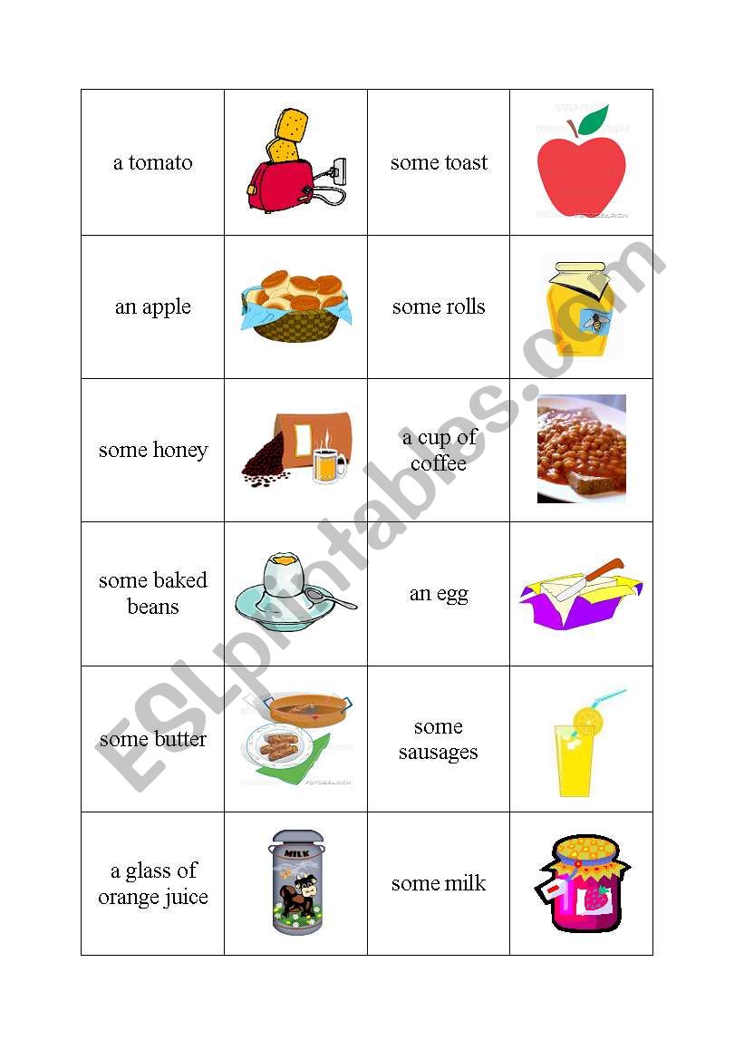 Breakfast DOMINO Part 1 worksheet