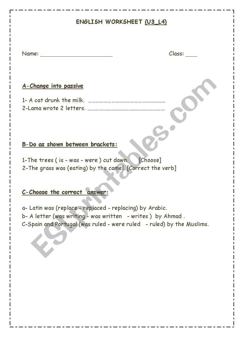 Worksheet on U4-L3  worksheet