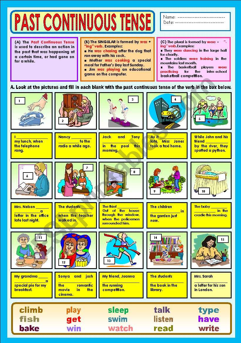 Past Continuous Tense + KEY worksheet