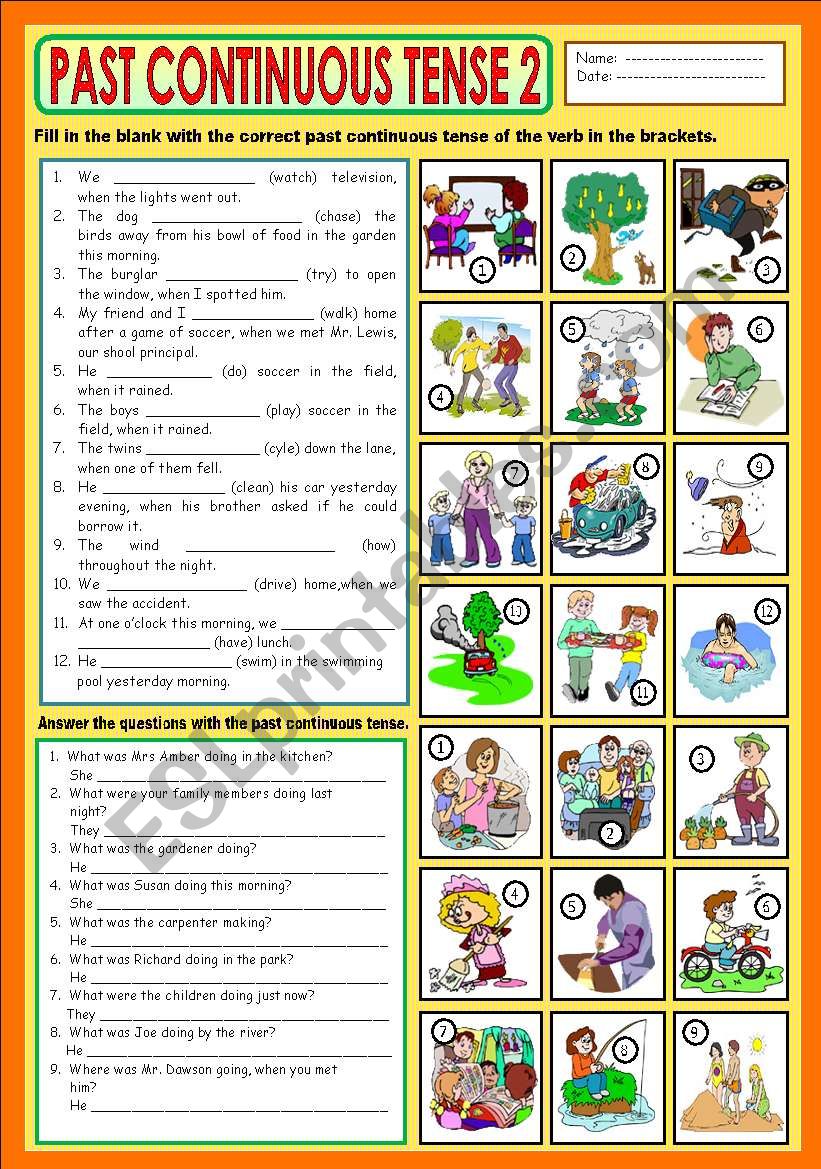 The Past Continuous Tense 2 +KEY