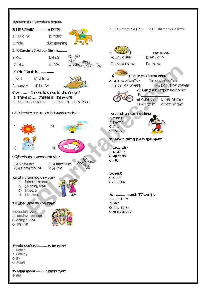 worksheet for elementary- level Ss