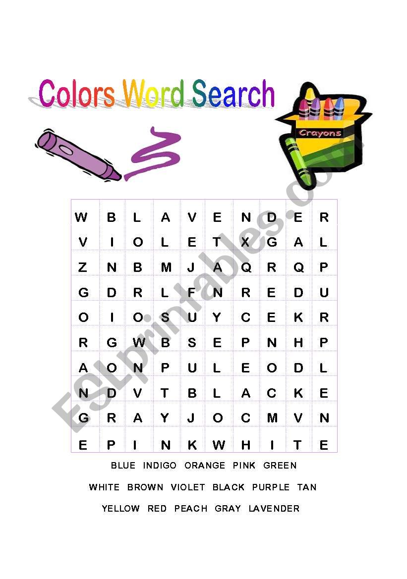 Colors Word Search! worksheet