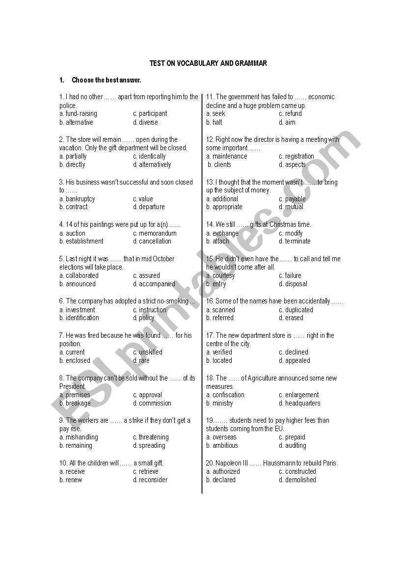 TOEIC TEST worksheet