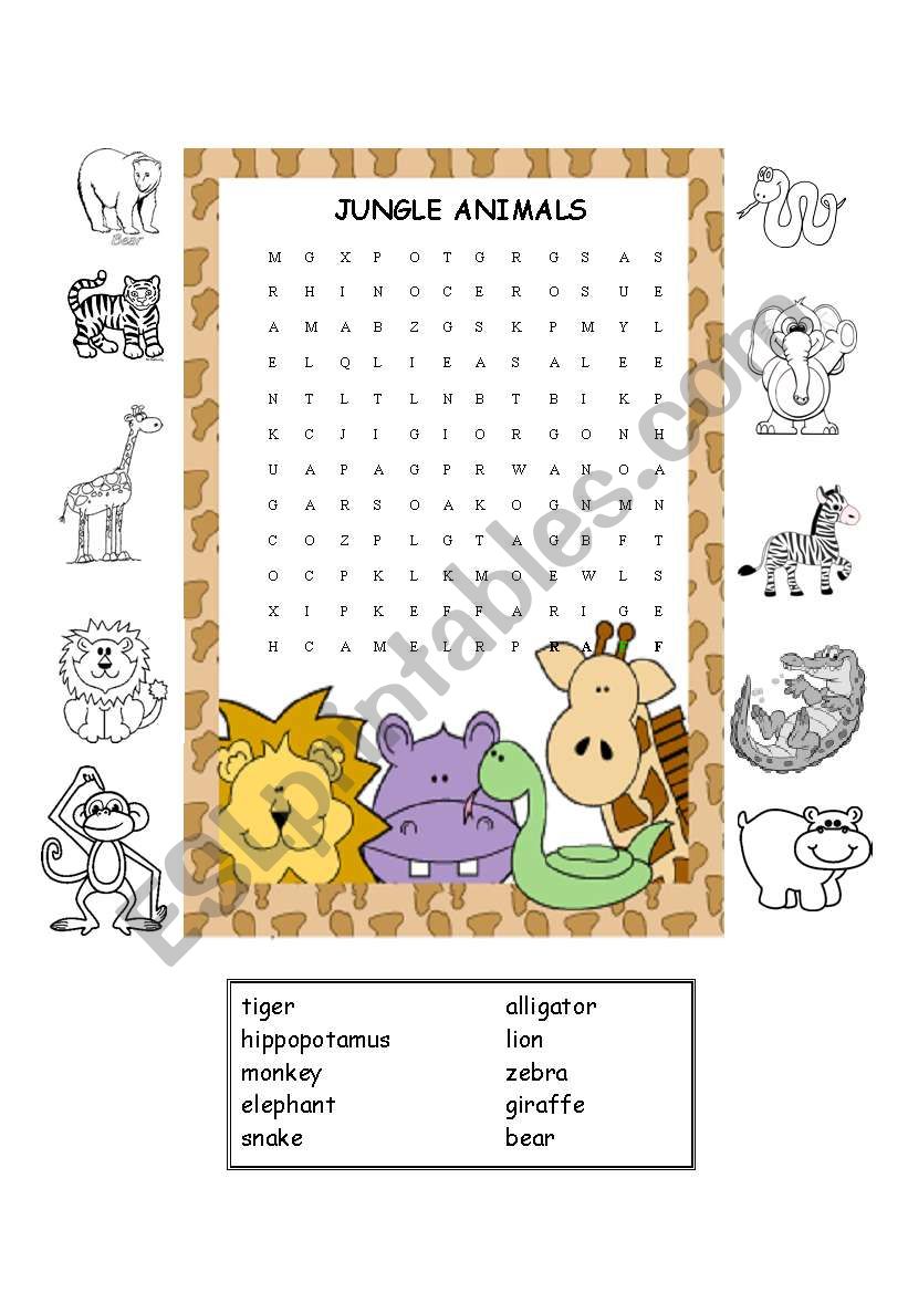 Jungle Animals Worksheet #2 worksheet