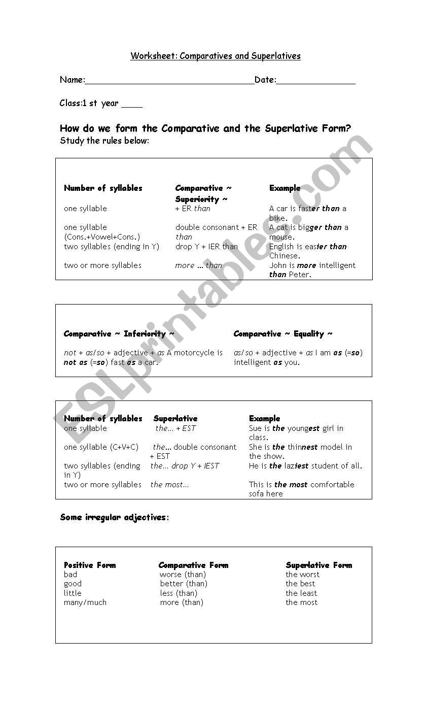 Countables worksheet