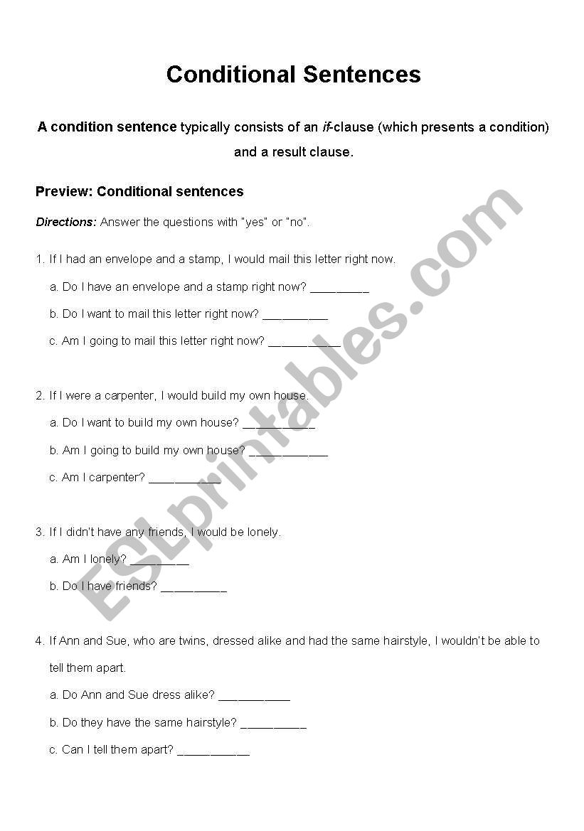 Conditional Sentences worksheet