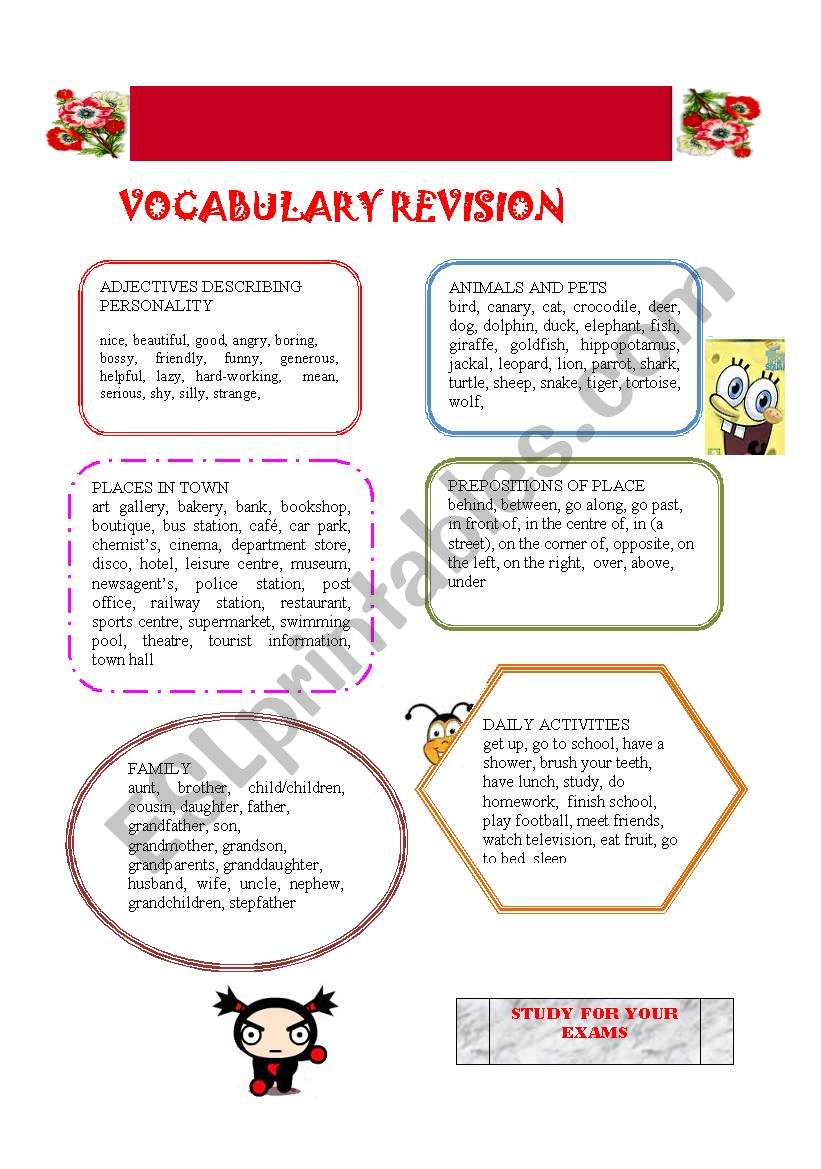 VOCABULARY REVISION worksheet