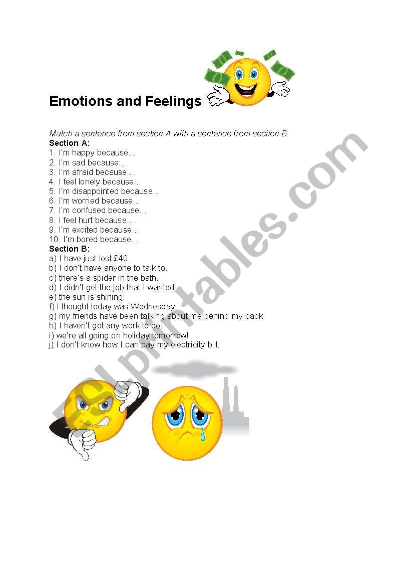 Emotions and feelings 1 worksheet