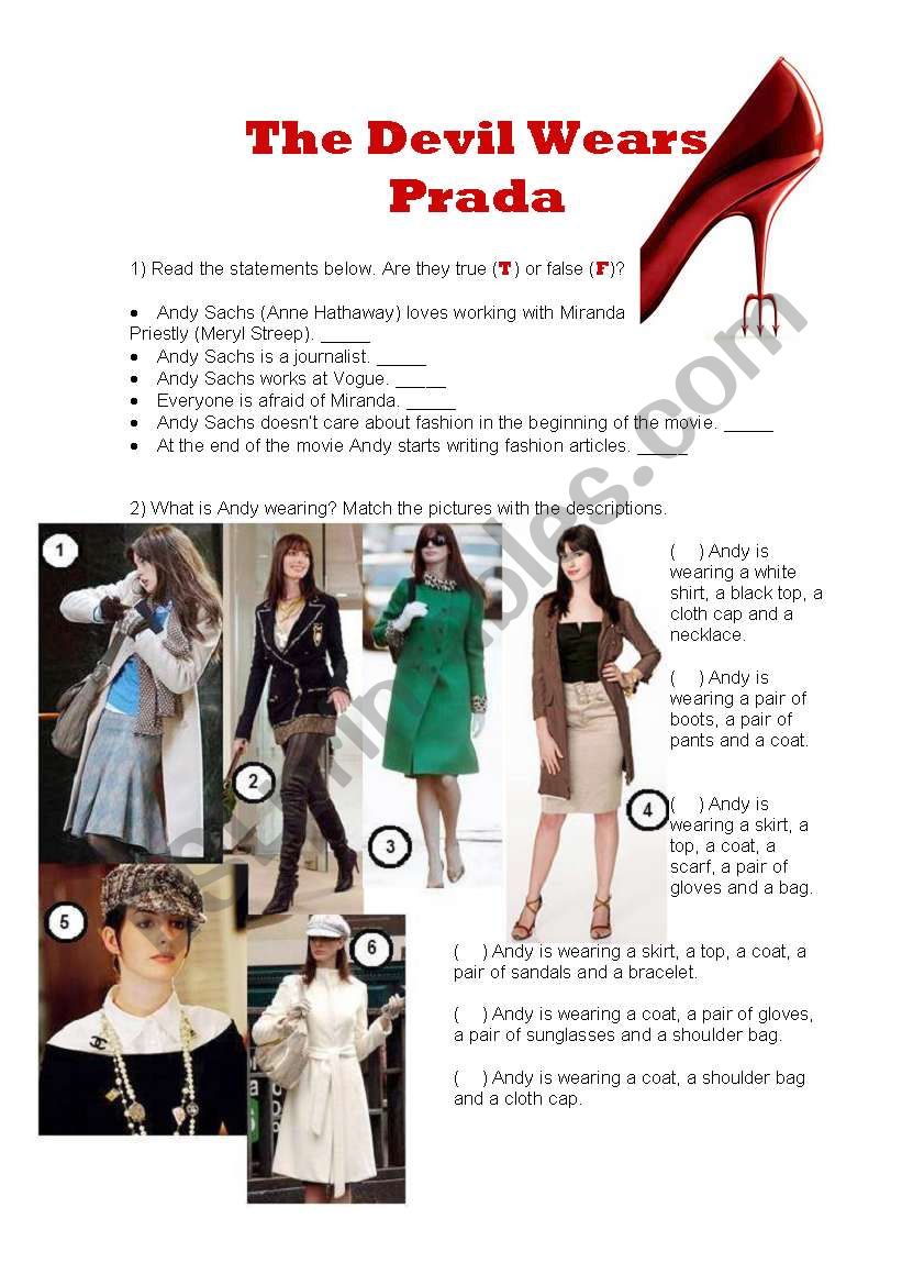 The devil wears Prada worksheet