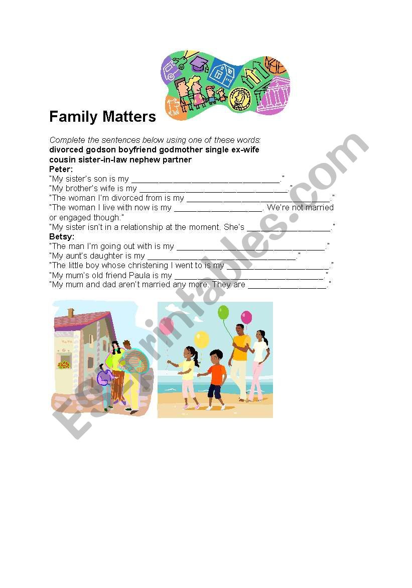 Family Matters  worksheet