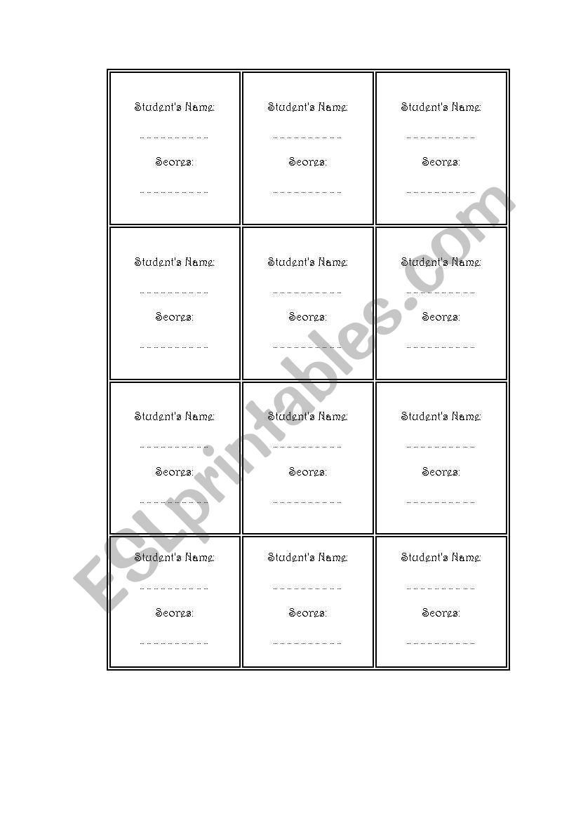collect scores worksheet