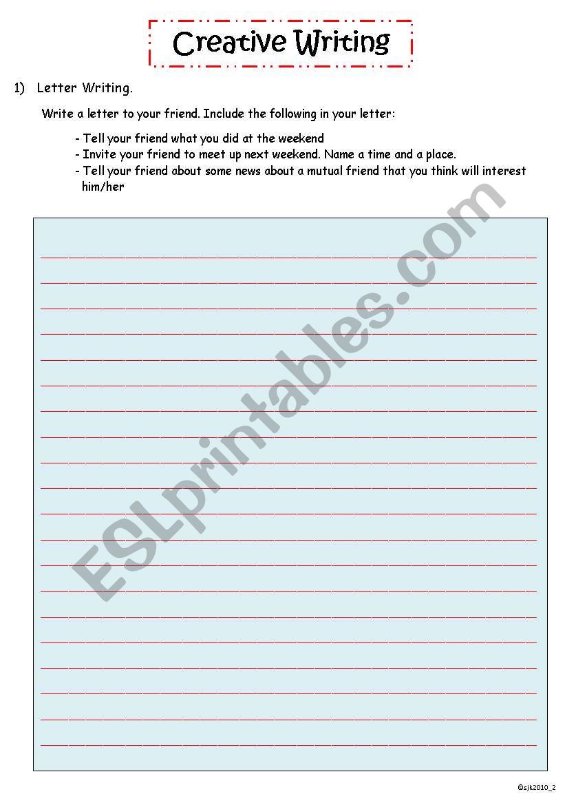 Creative Writing worksheet