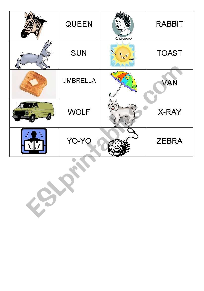 Alphabet- Memory Game-Part 2 worksheet