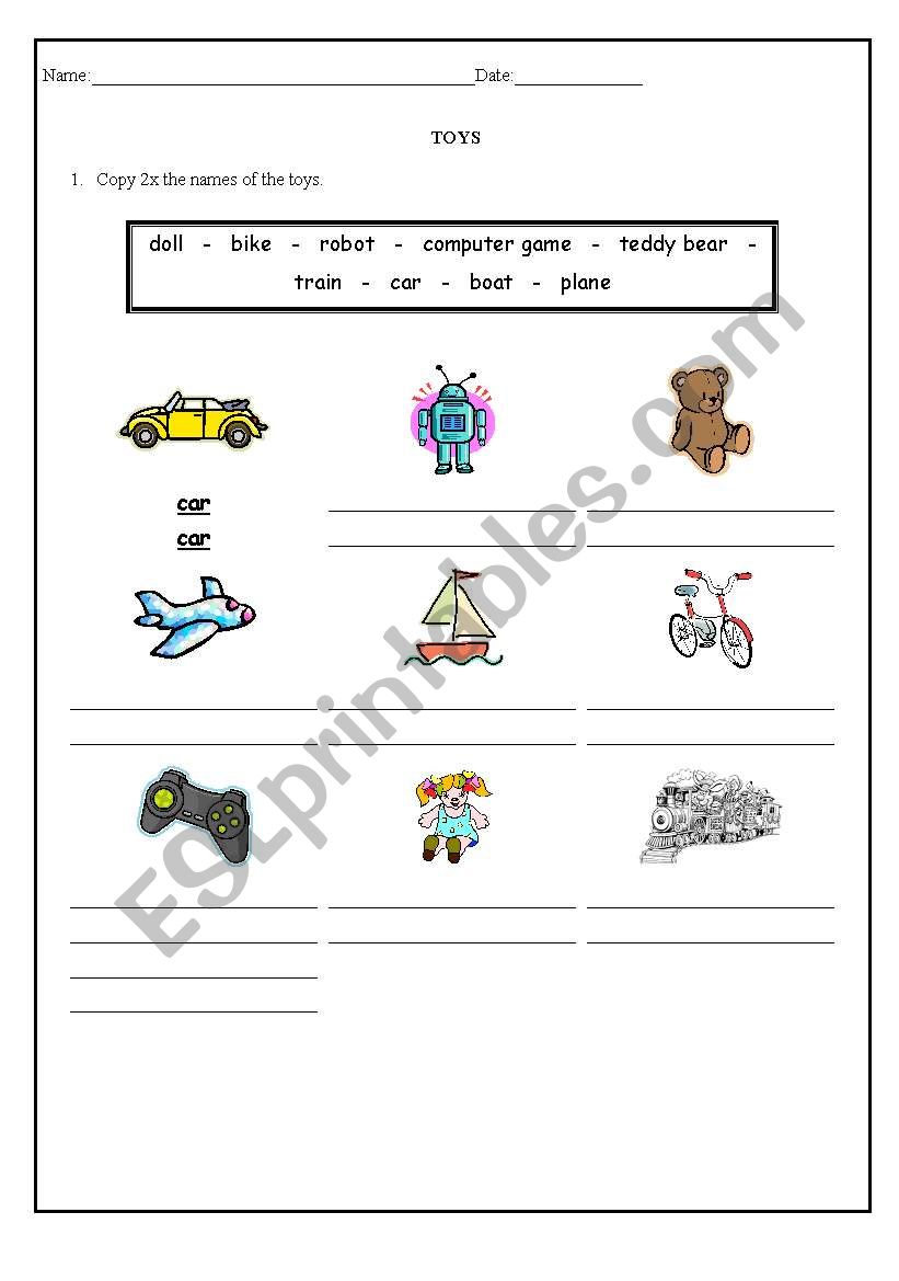 Toys - Look & Write worksheet