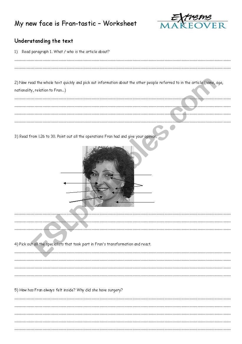 Extreme makeover worksheet