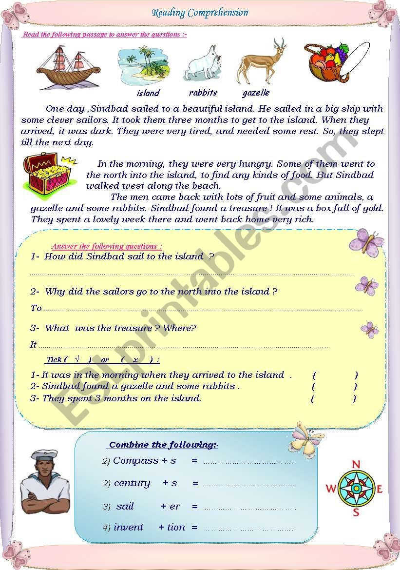 Sindbad and the sailors. worksheet