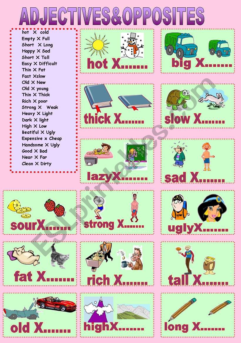 Adjectives&opposites worksheet