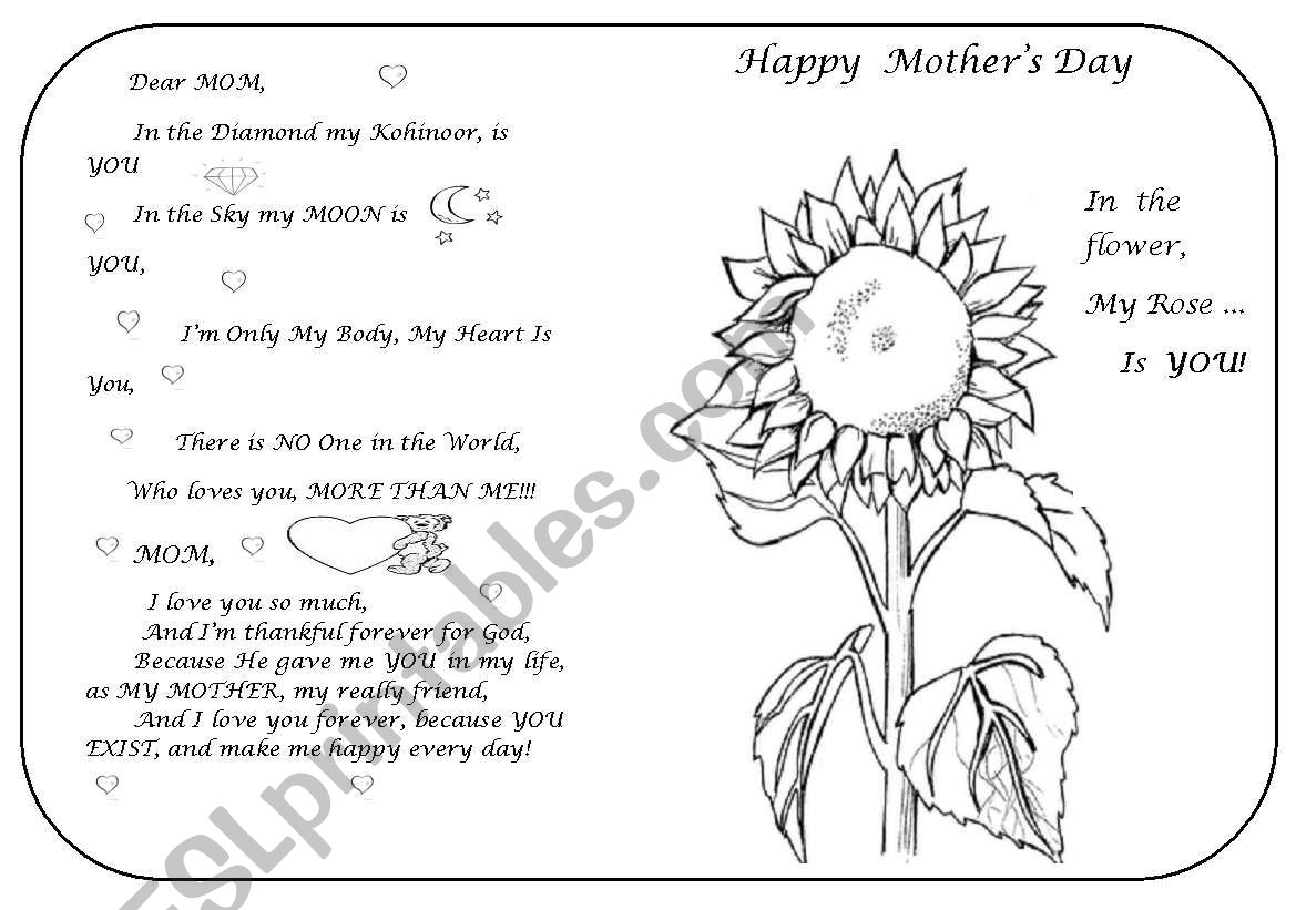 MOTHERS DAY CARD - CRAFT worksheet