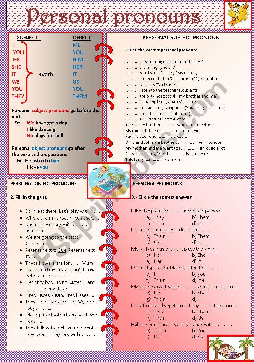 personal pronouns worksheet