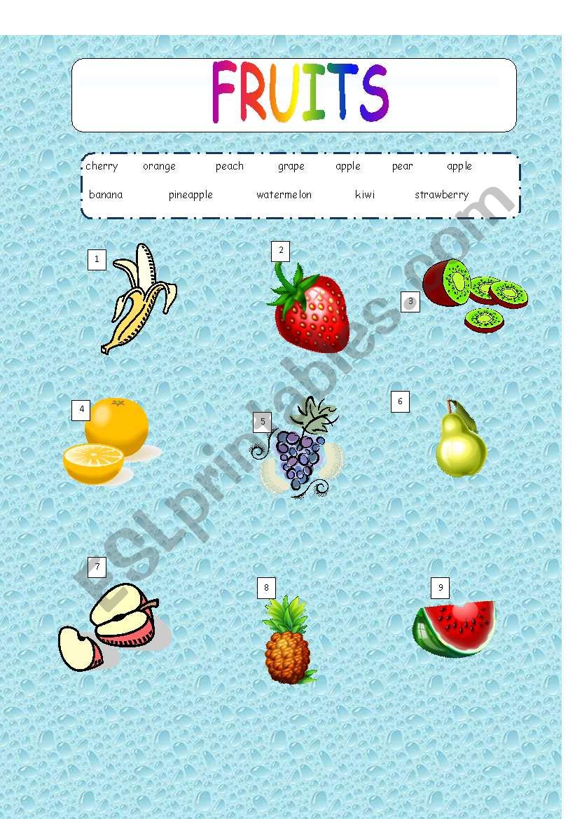 Fruits worksheet