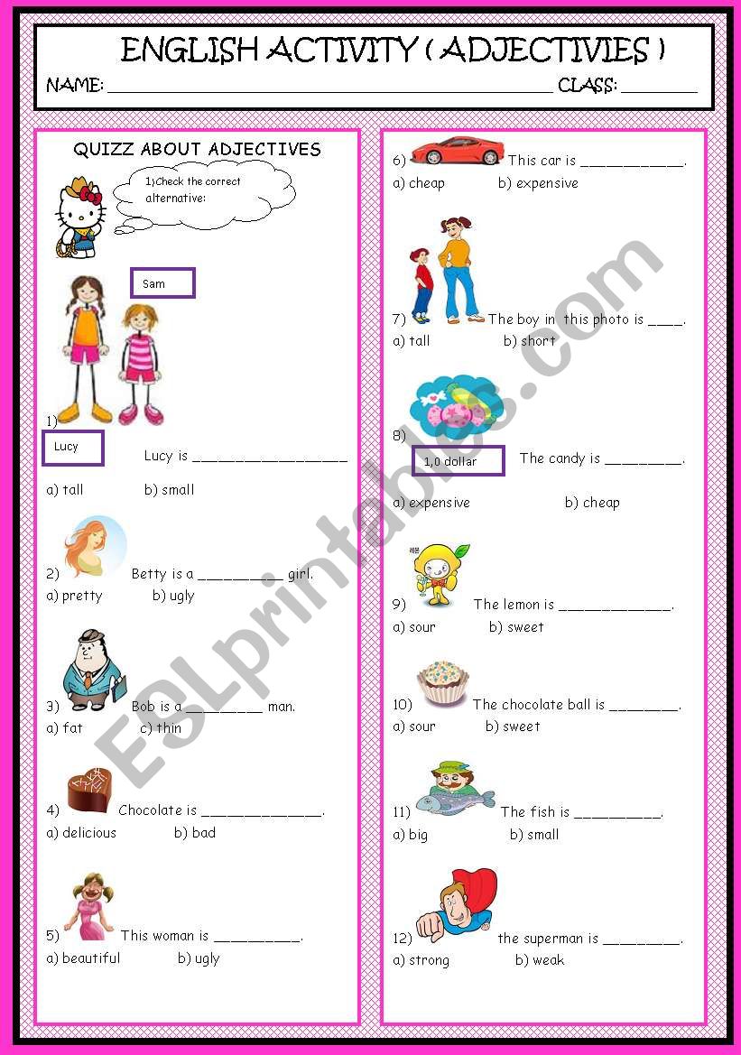 ADJECTIVES worksheet