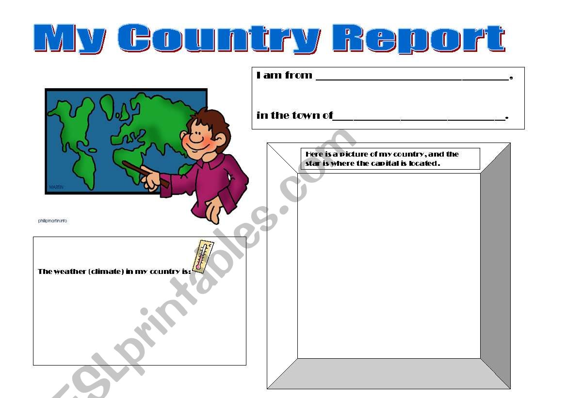 My Country Report - Page 1 worksheet