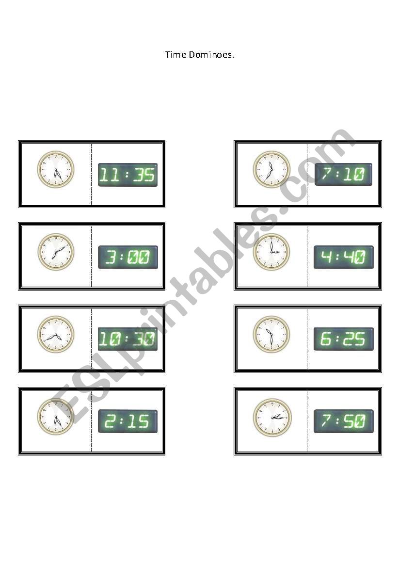 time dominoes. worksheet