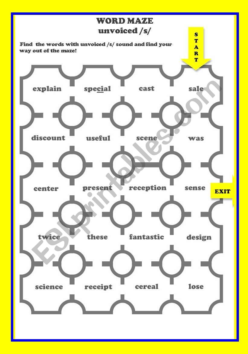 PRONUNCIATION word maze unvoiced 